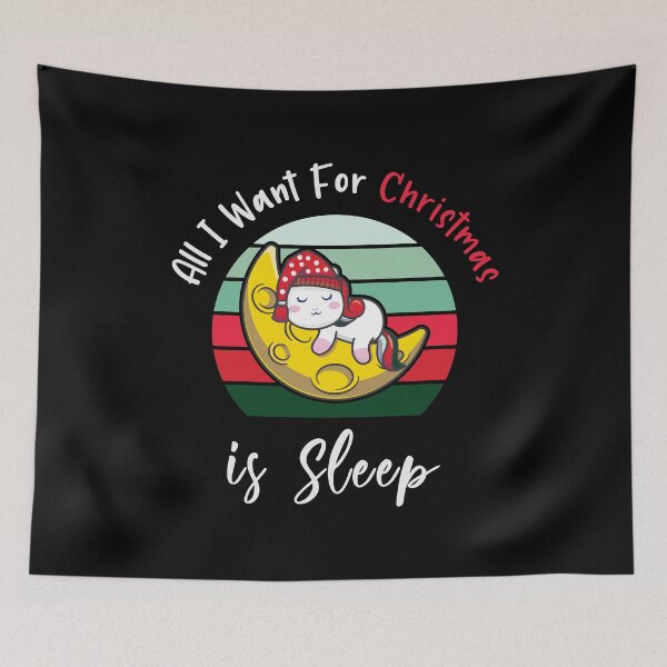 Item preview, All I Want For Christmas Is Sleep Funny and Cute Unicorn Xmas Vintage Retro Sunset designed and sold by Scratches Tees.
