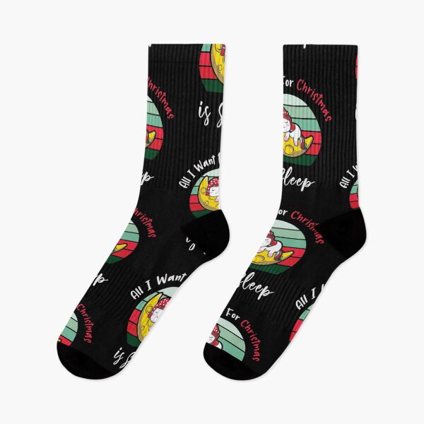 Item preview, All I Want For Christmas Is Sleep Funny and Cute Unicorn Xmas Vintage Retro Sunset designed and sold by Scratches Tees.