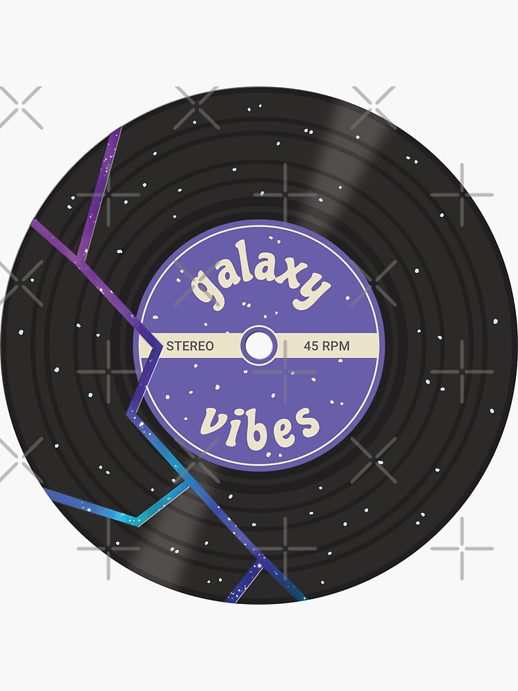 Thumbnail 3 of 3, Sticker, Galaxy Vibes Vinyl Record designed and sold by ElectricFangs.