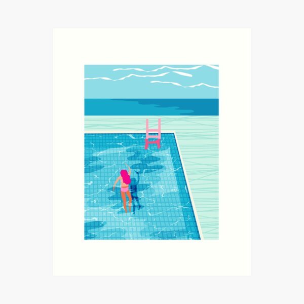In Deep - abstract memphis throwback 1980s style retro neon palm springs simmer resort country club poolside vacation Art Print