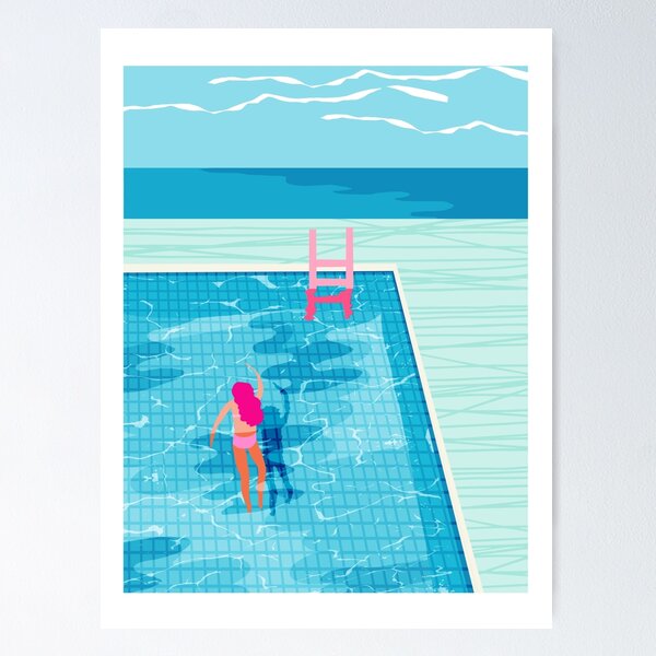 Swimming Pool, Blue Water, Summer Vibe Poster for Sale by Doki Doki