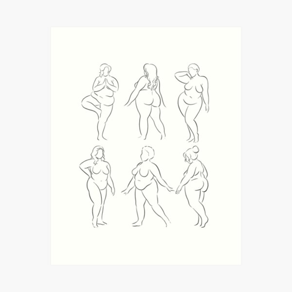 Plus Goddess Body Positive Art Curvy Female Minimalist Line Art 