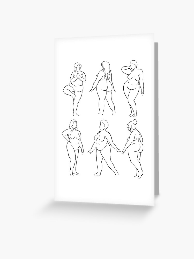 Body positive minimalist line silhouette art modern ink sketch plus size  nude life study by BopoWatercolour  Postcard for Sale by BopoWatercolour