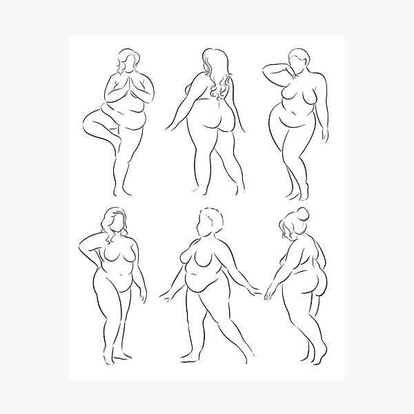 Body positive artwork line art minimalist nude line drawings from