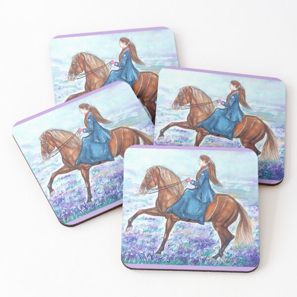 Item preview, Dressage iberian horse side saddle watercolor painting designed and sold by horseaddicted.