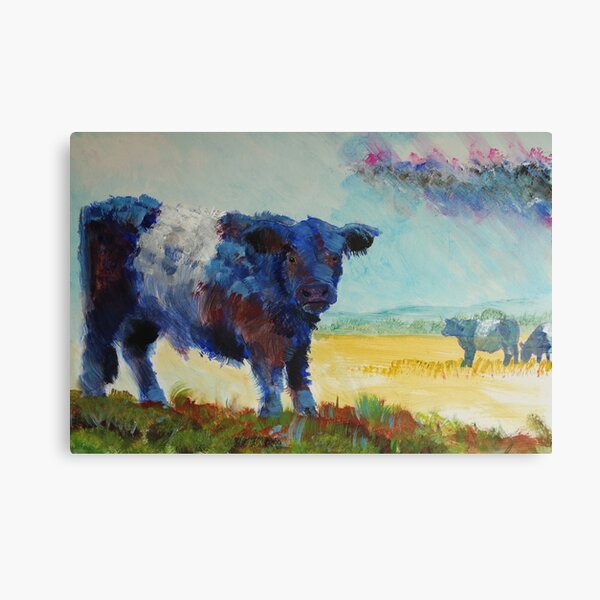 Item preview, Belted galloway cow Dartmoor landscape painting designed and sold by MikeJory.