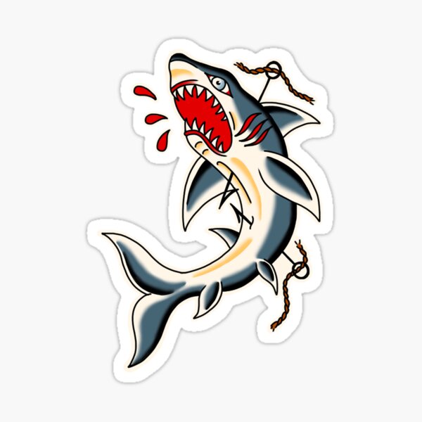 Traditional tattoo styled shark Sticker for Sale by TimBrennan  Redbubble