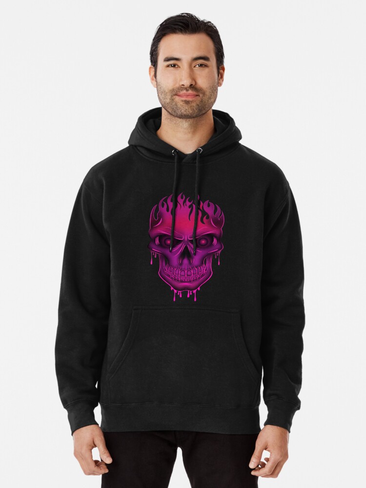 Flame Skull Hot Pink 2 Pullover Hoodie for Sale by Adam Santana Redbubble