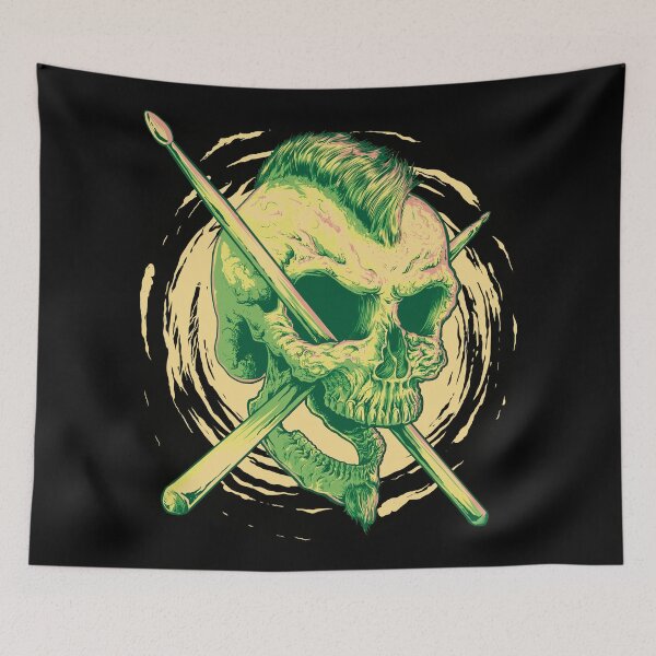 Item preview, Green Skull Drummer designed and sold by JuicySchinken.