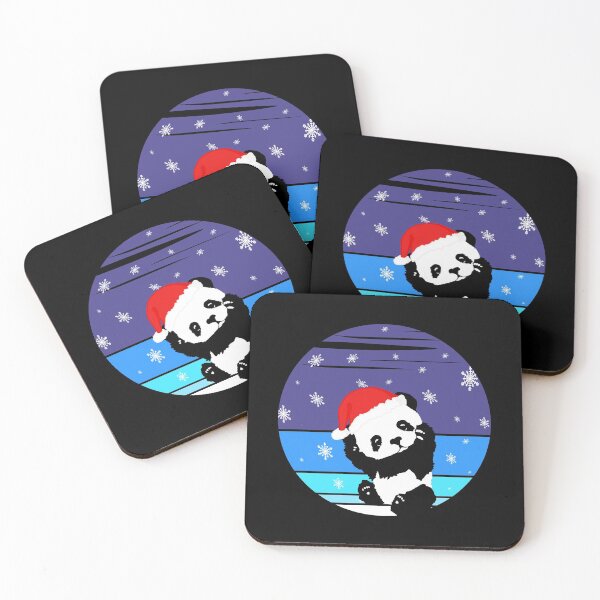 Item preview, A Cute Little Panda With A Christmas Cap In The Snow At A Vintage Winter Night designed and sold by Paulina Vanlife.