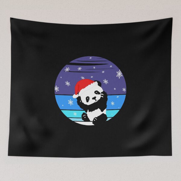 Item preview, A Cute Little Panda With A Christmas Cap In The Snow At A Vintage Winter Night designed and sold by Paulina Vanlife.