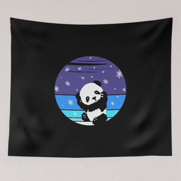 Item preview, A Cute Little Panda In The Snow At A Vintage Winter Night designed and sold by Paulina Vanlife.