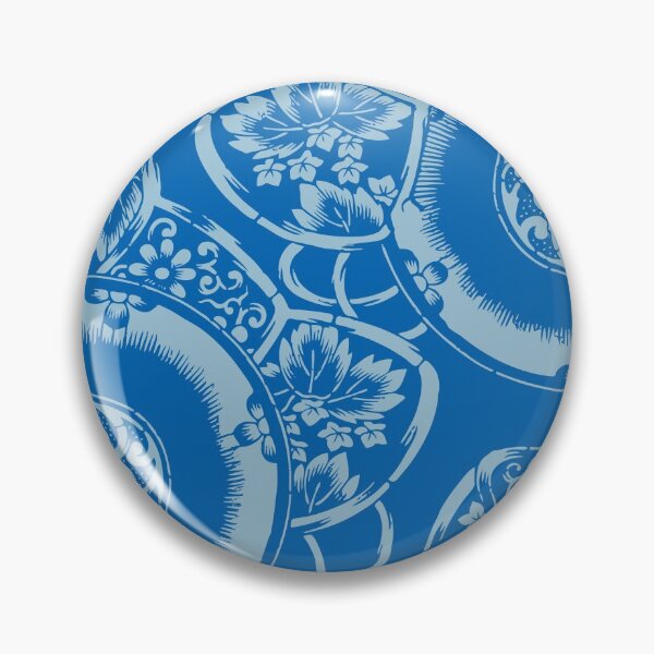 Aperçu de l'œuvre Motif textile japonais Limonade bleu électrique et aigue-marine - Fleurs et tambours Tsuzumi créée et vendue par Vintage-TM.