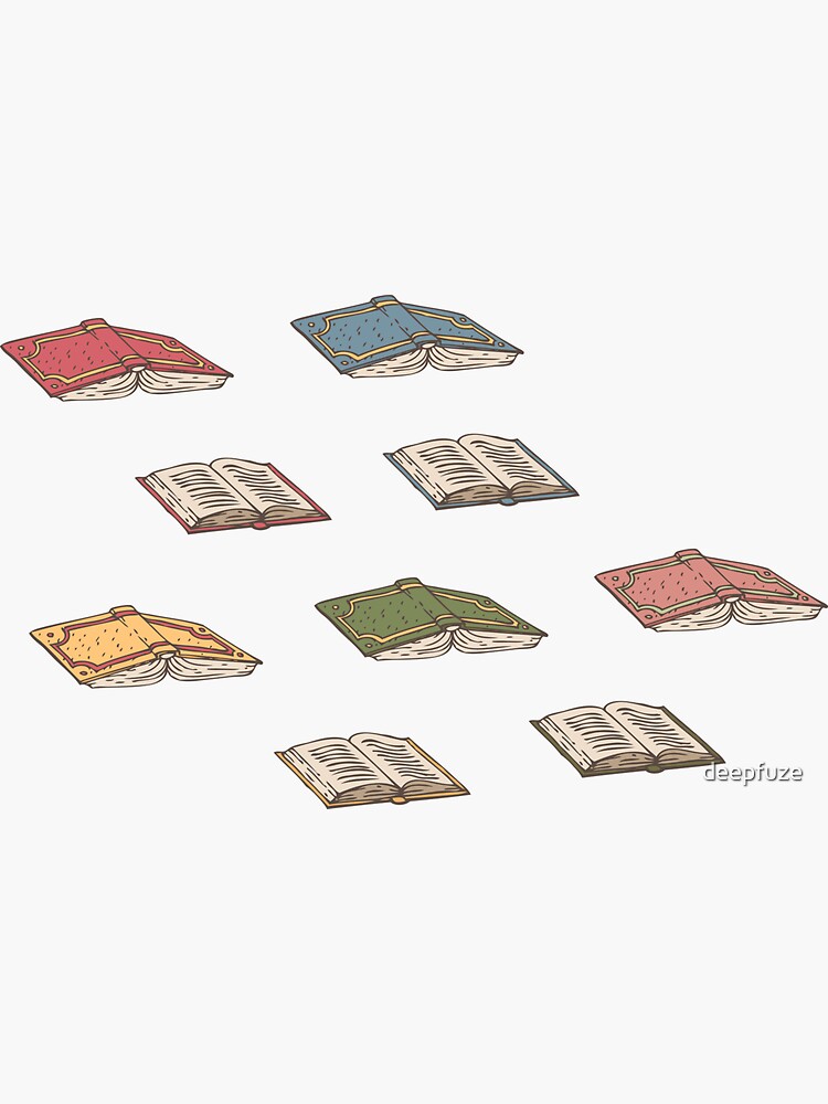 Books Sticker for Sale by deepfuze