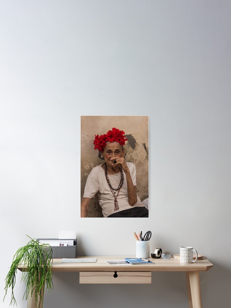 Thumbnail 2 of 3, Poster, Old lady smoking cuban cigar in Havana designed and sold by ARTPICSS.