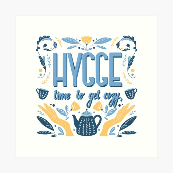 Item preview, Hygge concept. Hand Lettering. Blue and Yellow.  designed and sold by BlueLela.