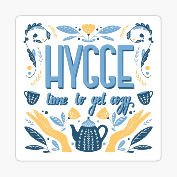 Item preview, Hygge concept. Hand Lettering. Blue and Yellow.  designed and sold by BlueLela.