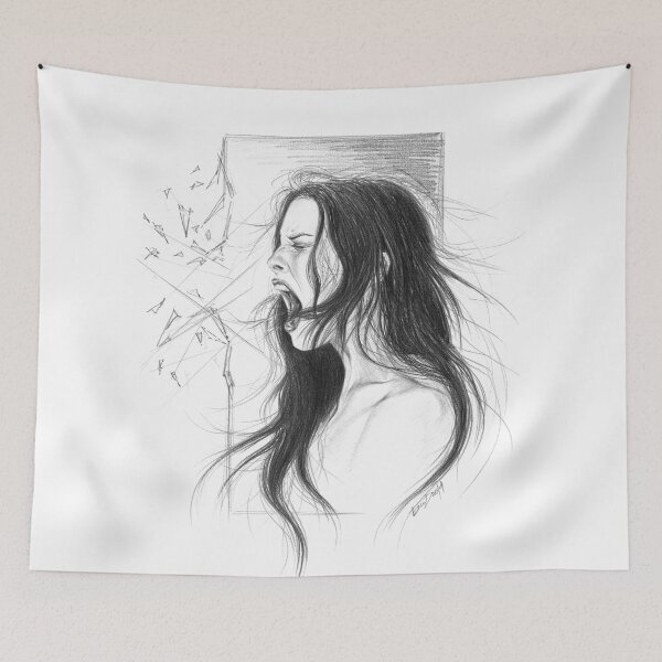 Item preview, Pain into anger Woman scream Drawing art designed and sold by edrawings38.