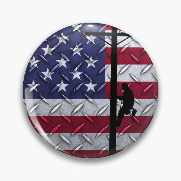 Item preview, Lineman climbing pole with US Flag Background designed and sold by Ken Macune.