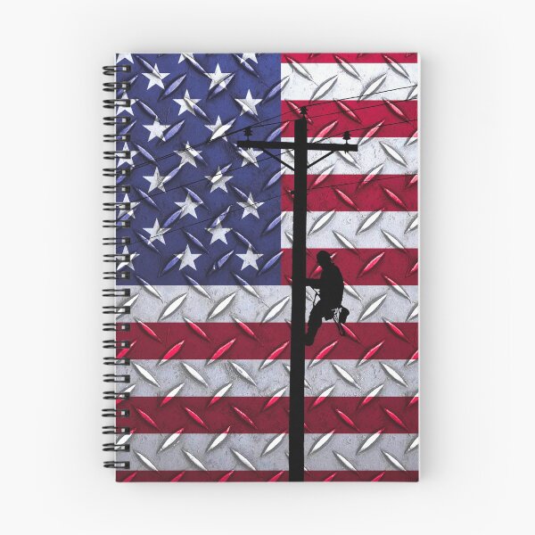 Item preview, Lineman climbing pole with US Flag Background designed and sold by Ken Macune.
