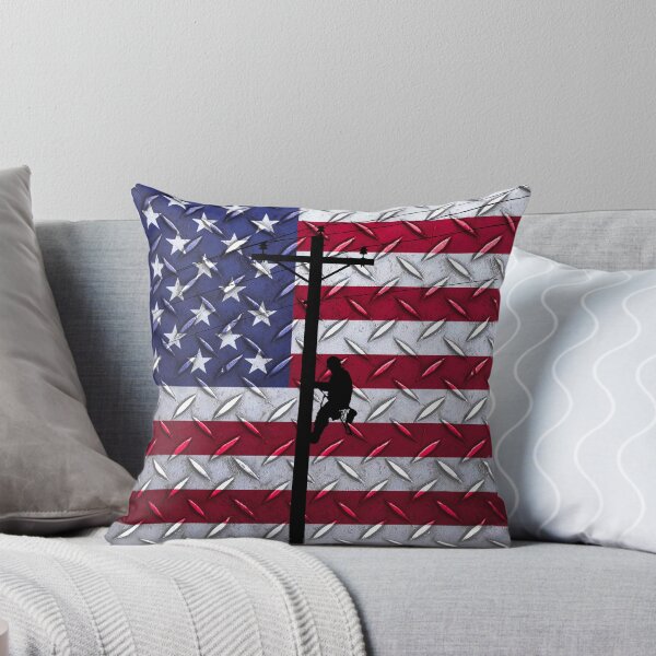 Item preview, Lineman climbing pole with US Flag Background designed and sold by Ken Macune.