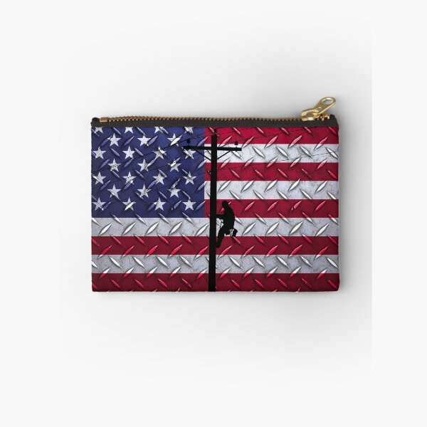 Item preview, Lineman climbing pole with US Flag Background designed and sold by Ken Macune.