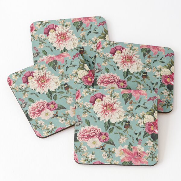 Item preview, Cottagecore English Rose Cottage Garden Flowers Floral Aqua Turquoise Pink Light Decor designed and sold by BohoStudio.