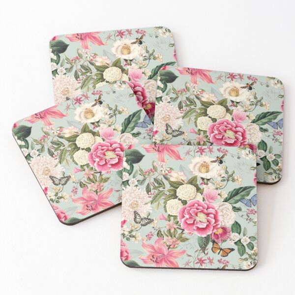 Item preview, Cottagecore English Rose Cottage Garden Flowers Floral Mint Green Pink Botanical Decor designed and sold by BohoStudio.