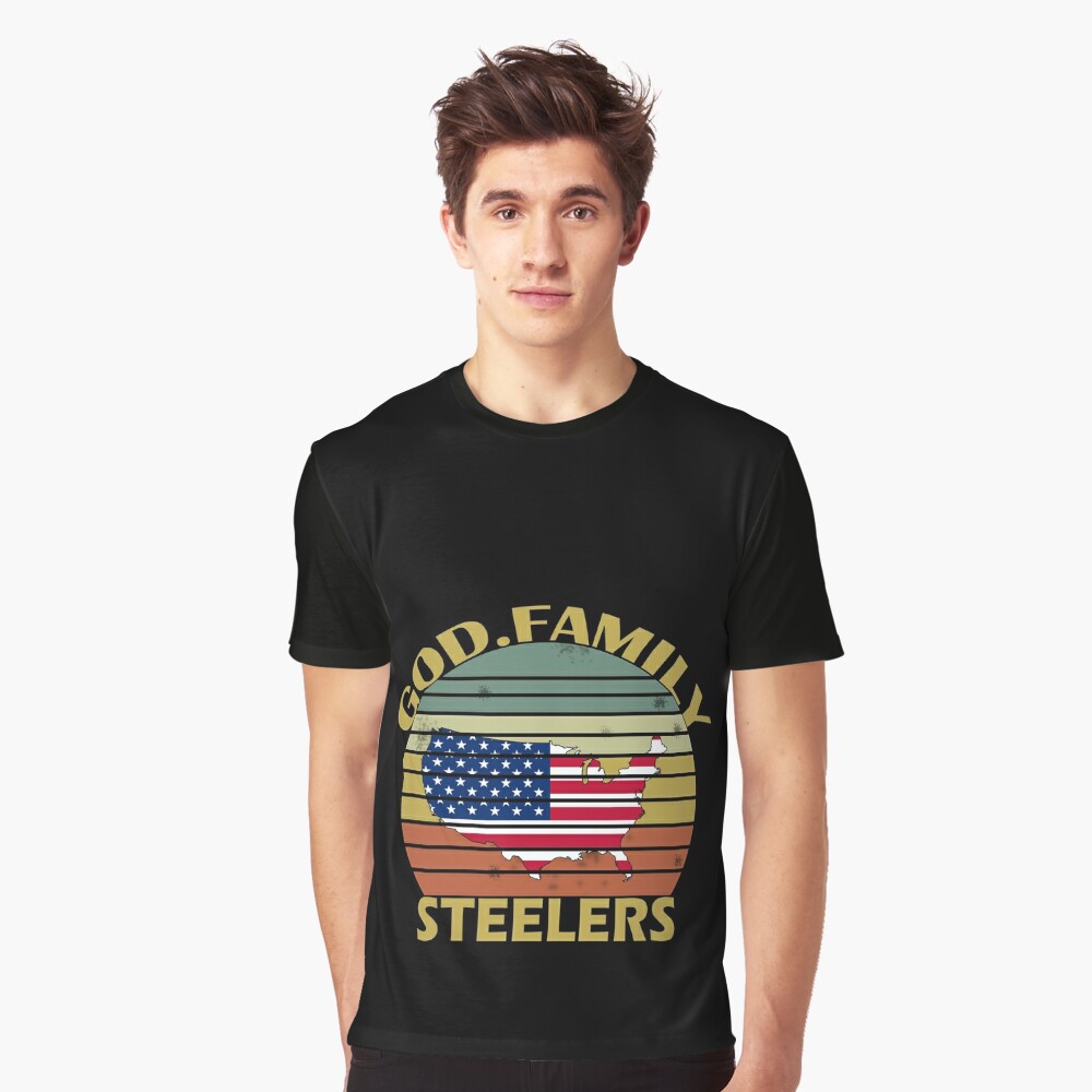 : God Family Steelers Pro Us Flag Shirt Father's Day Dad Gift T- Shirt : Clothing, Shoes & Jewelry