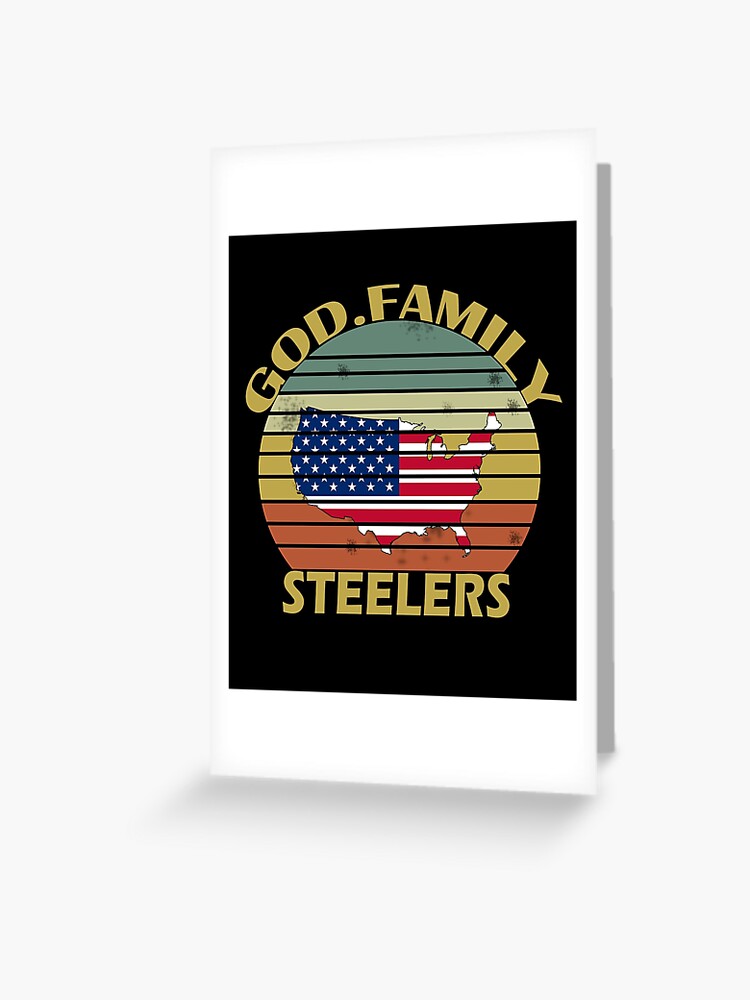 God Family Steelers Pro Us Flag Father's Day Dad Gift  Greeting Card for  Sale by mountkar