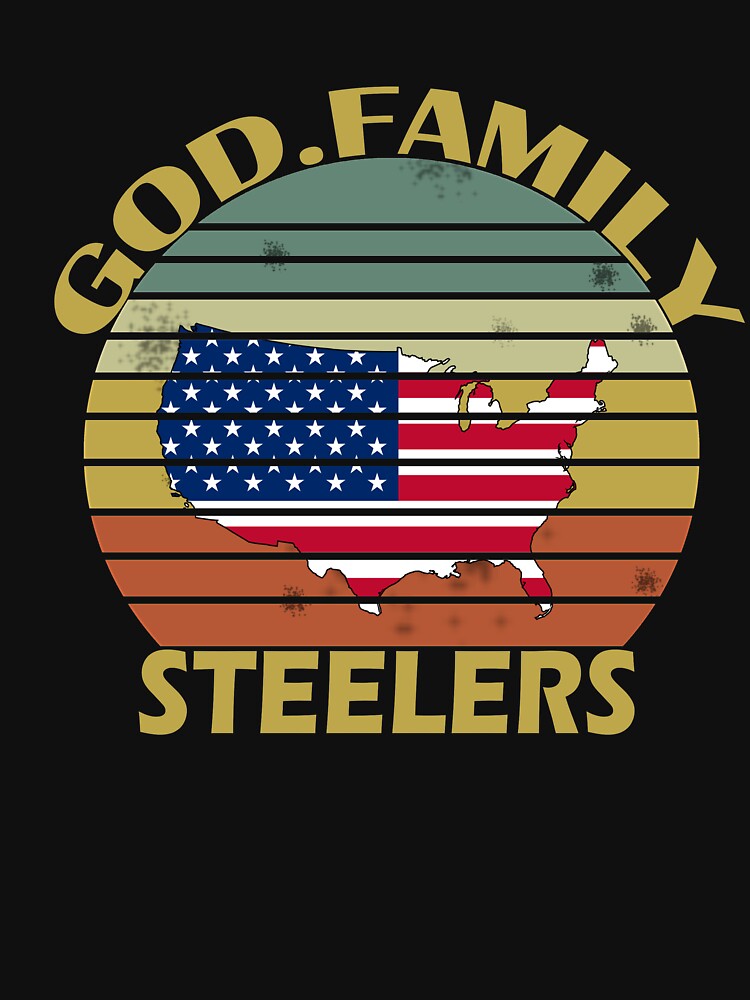 God Family Steelers Pro Us Flag Shirt Father's Day Dad Gift T