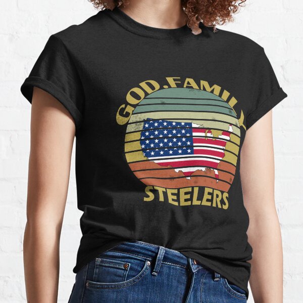 God Family Steelers Pro Us Flag Shirt Father's Day Dad Gift T-Shirt