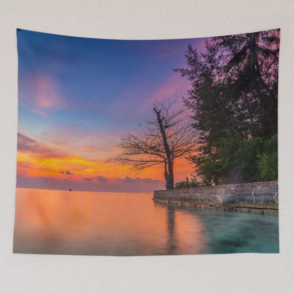 Item preview, Pink Purple and Blue Summer Sunset Bay View designed and sold by CheraeLynn.