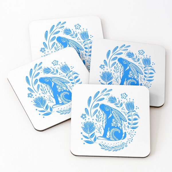 Item preview, Rabbit and flowers - folklore inspired designed and sold by Print N Stuff by Cristina Stancu.