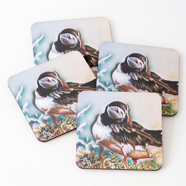 Item preview, Puffin Bird Abstract Painting Art Design designed and sold by WildMuse44.