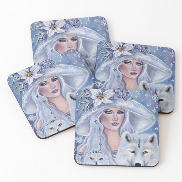 Item preview, White witch with wolf and owl art by Renee Lavoie designed and sold by Renee Lavoie.