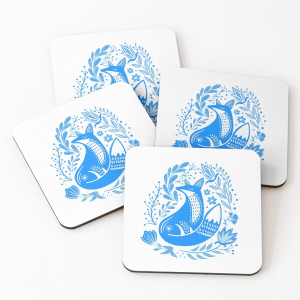Item preview, Fox and flowers - folklore inspired designed and sold by Print N Stuff by Cristina Stancu.