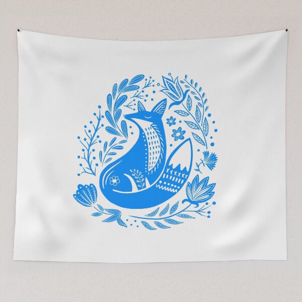 Item preview, Fox and flowers - folklore inspired designed and sold by Print N Stuff by Cristina Stancu.