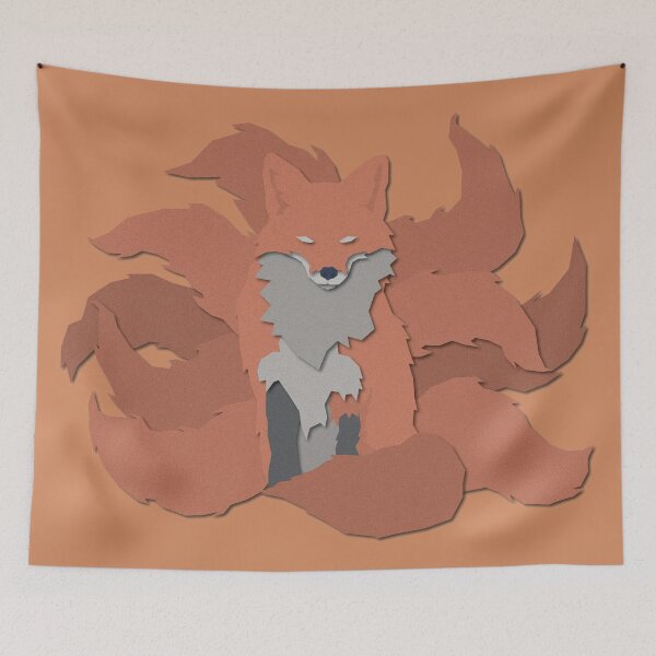 Item preview, 9 Tails Kitsune (Papercut Illustration) designed and sold by MythoCulture.