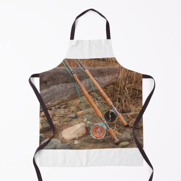 Item preview, Two salmon spey fly rods resting on a log in the late afternoon sun designed and sold by SnapTPhotograph.
