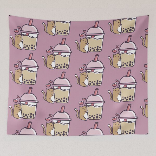 Item preview, Bubble Tea - Cute Kawaii Cat Hugging Boba Drink designed and sold by BobaTeaMe.