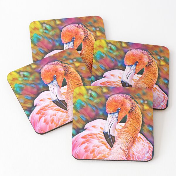 Item preview, Pink Flamingo Rainbow Background Abstract Painting Art Design designed and sold by WildMuse44.