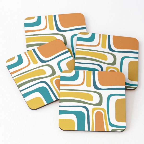 Item preview, Palm Springs Retro Midcentury Modern Abstract Pattern in Moroccan Teal, Mustard, Orange, Olive and White designed and sold by kierkegaard.