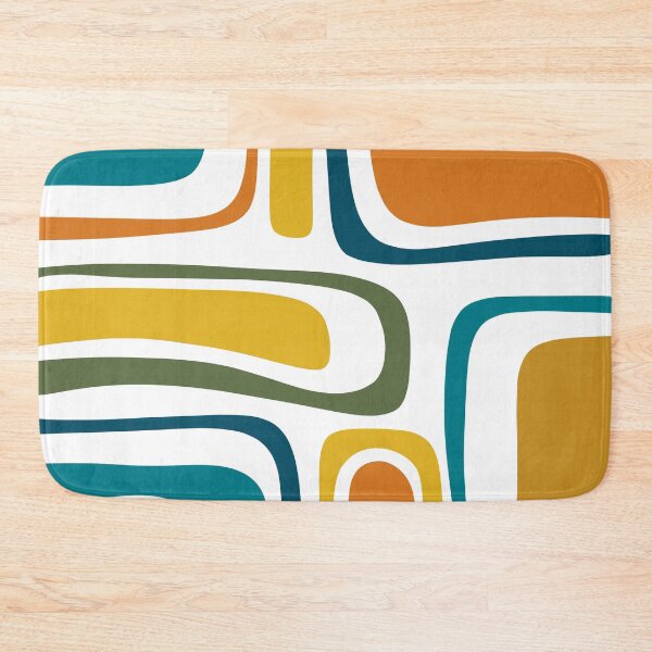Item preview, Palm Springs Retro Midcentury Modern Abstract Pattern in Moroccan Teal, Mustard, Orange, Olive and White designed and sold by kierkegaard.