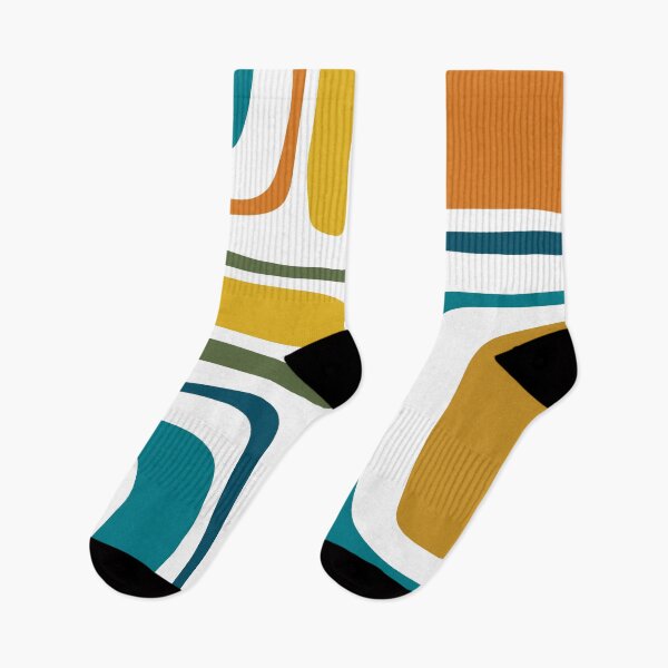 Item preview, Palm Springs Retro Midcentury Modern Abstract Pattern in Moroccan Teal, Mustard, Orange, Olive and White designed and sold by kierkegaard.