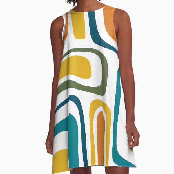 Item preview, Palm Springs Retro Midcentury Modern Abstract Pattern in Moroccan Teal, Mustard, Orange, Olive and White designed and sold by kierkegaard.