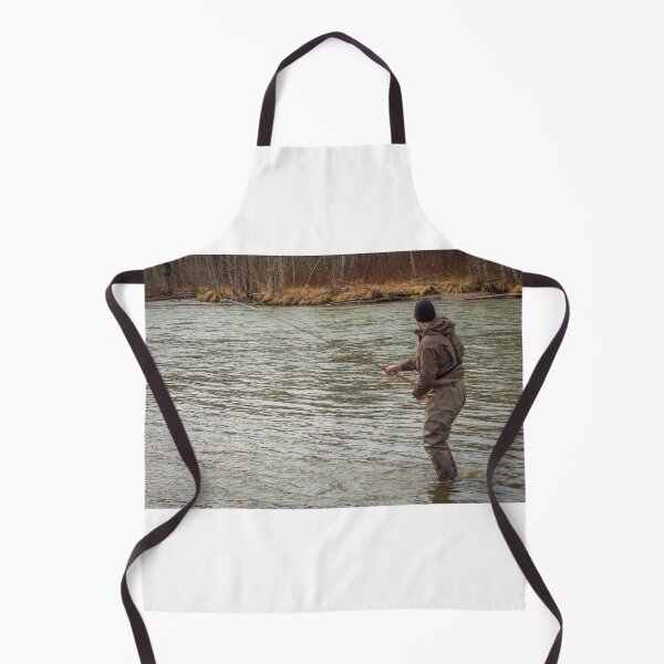 Item preview, A fly fisherman hooked into a big fish in a river with the rod bent designed and sold by SnapTPhotograph.