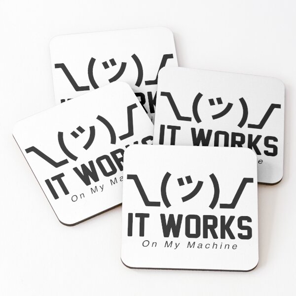 Item preview, Shrug It Works On My Machine Funny Programmer Excuse programming meme designed and sold by Hapo Team.