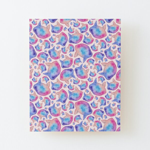 Rainbow Cats Pattern Wood Mounted Print