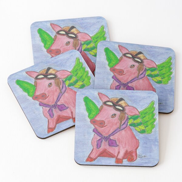 Item preview, Aviator Pig with a Hat, Scarf, and Wings designed and sold by AliCatOriginals.